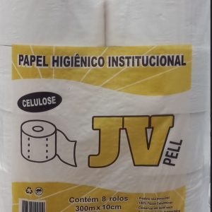 Papel Higiênico JVPell Institucional Celulose 8 rolos de 300m