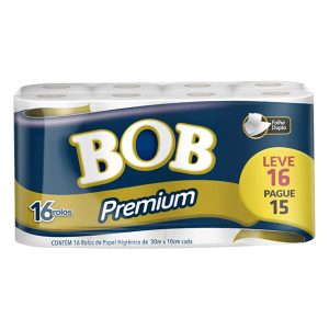 Papel Higiênico Bob Premium 4x16 Folha Dupla 30m - Leve 16 Pague 15